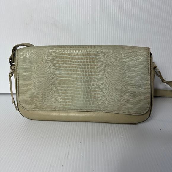 Vintage Rolfs Leather Flap Shoulder Bag Adjustable Strap Gray Green 90s Y2K - Picture 1 of 12